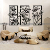 3 Panel Floral Wall Decor