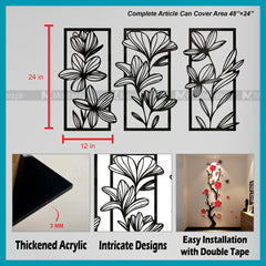 3 Panel Floral Wall Decor